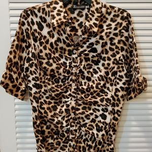 NWT 7th Avenue (NY&Co.) Medium Leopard Dress Shirt